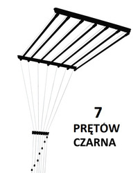 Suszarka sufitowa 7 prętowa stal ø13 mm CZARNA