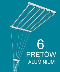 Suszarka sufitowa 6 prętowa aluminium ø16 mm