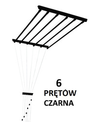 Suszarka sufitowa 6 prętowa stal ø13 mm CZARNA