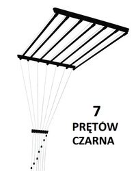 Suszarka sufitowa brodzikowa 7 prętowa stal ø13 mm CZARNA 60 cm