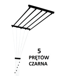 Suszarka sufitowa 5 prętowa stal ø13 mm CZARNA