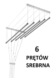 Suszarka sufitowa 6 prętowa stal ø13 mm SREBRNA