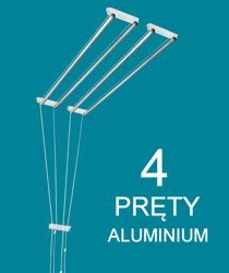 Ceiling dryer 4 rod aluminum ø16 mm round rod