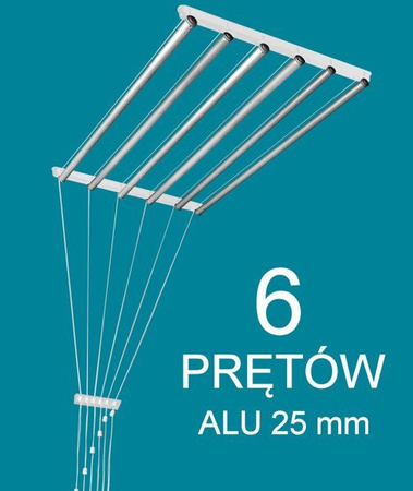 Suszarka sufitowa 6 prętowa aluminium ø25 mm