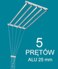 Suszarka sufitowa 5 prętowa aluminium ø25 mm