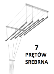 Suszarka sufitowa 7 prętowa stal ø13 mm SREBRNA