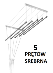 Suszarka sufitowa 5 prętowa stal ø13 mm SREBRNA